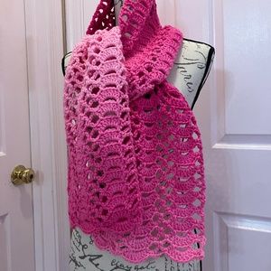Lovely Handmade Crocheted Ombre' Scarf/Shawl